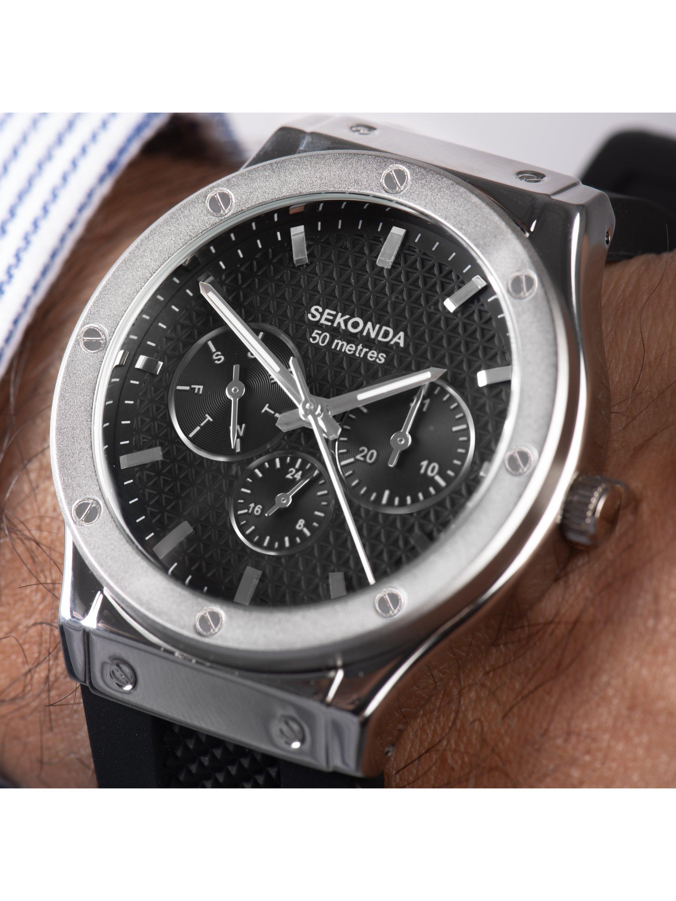 Product image 6 of 7, which shows Sekonda 30230 Men's Chronograph Silicone Strap Watch, Black