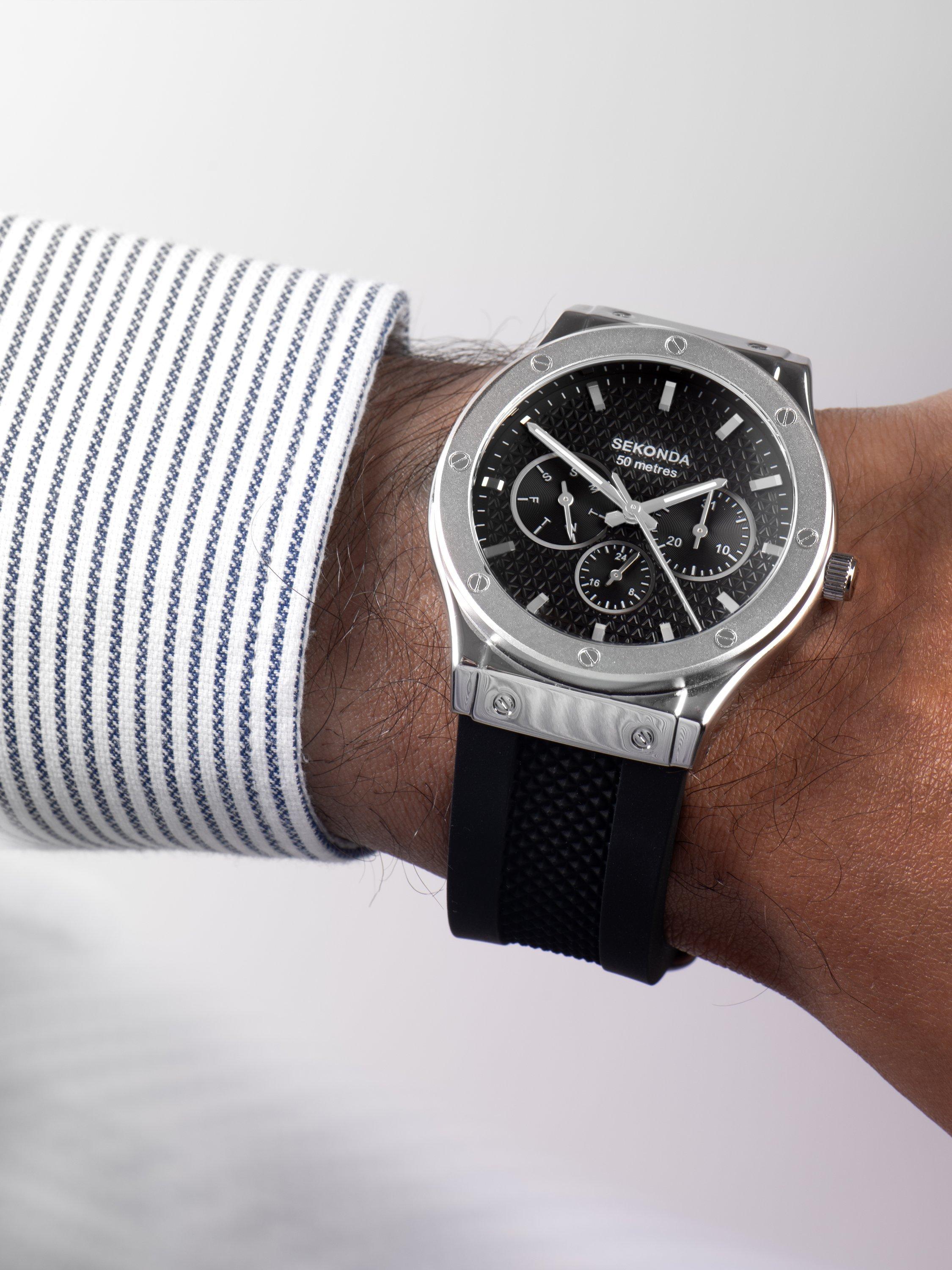 Product image 7 of 7, which shows Sekonda 30230 Men's Chronograph Silicone Strap Watch, Black