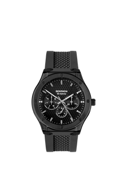 Sekonda 30234 Men's Chronograph Silicone Strap Watch, Black, Black