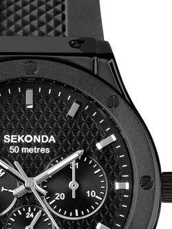 Sekonda 30234 Men's Chronograph Silicone Strap Watch, Black - view 2, Black