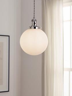 John Lewis Cafe Single Pendant Ceiling Light, Polished Nickle - view 2, Polished Nickle