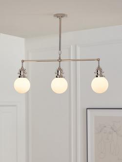 John Lewis Cafe Triple Arm Diner Ceiling Light, Polished Nickle - view 2, Polished Nickle