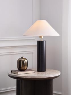 John Lewis Walnut Column Table Lamp, Black - view 2, Black