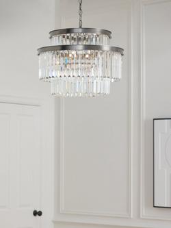 John Lewis Gatsby Tiered Glass Large Ceiling Light, Pewter - view 2, Aged Pewter