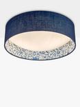 English Heritage Down House 2 Light Flush Ceiling Light, Navy