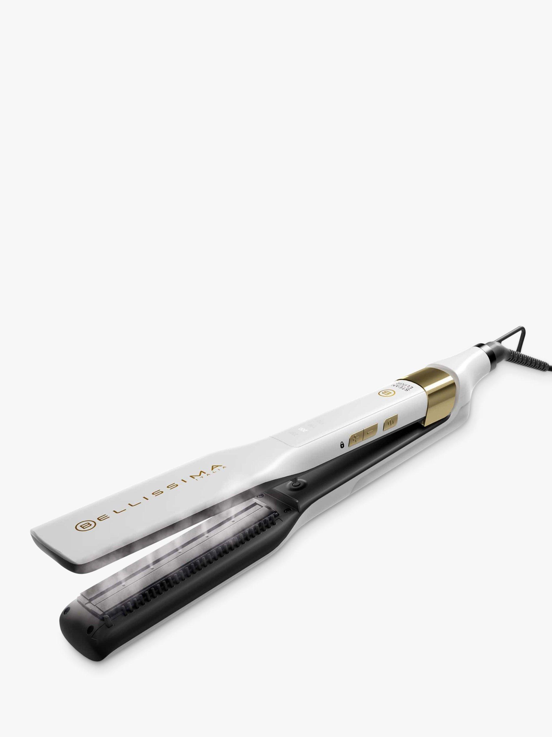 Product image 1 of 9, which shows Bellissima Italia Elixir Hair Straighteners, White/Gold