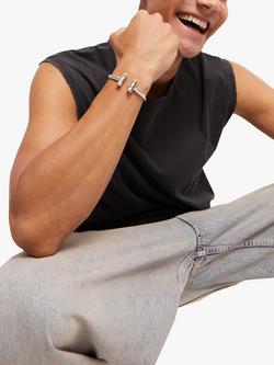 UNOde50 Men's Collection Tube Open Cuff, Silver - view 2, Silver