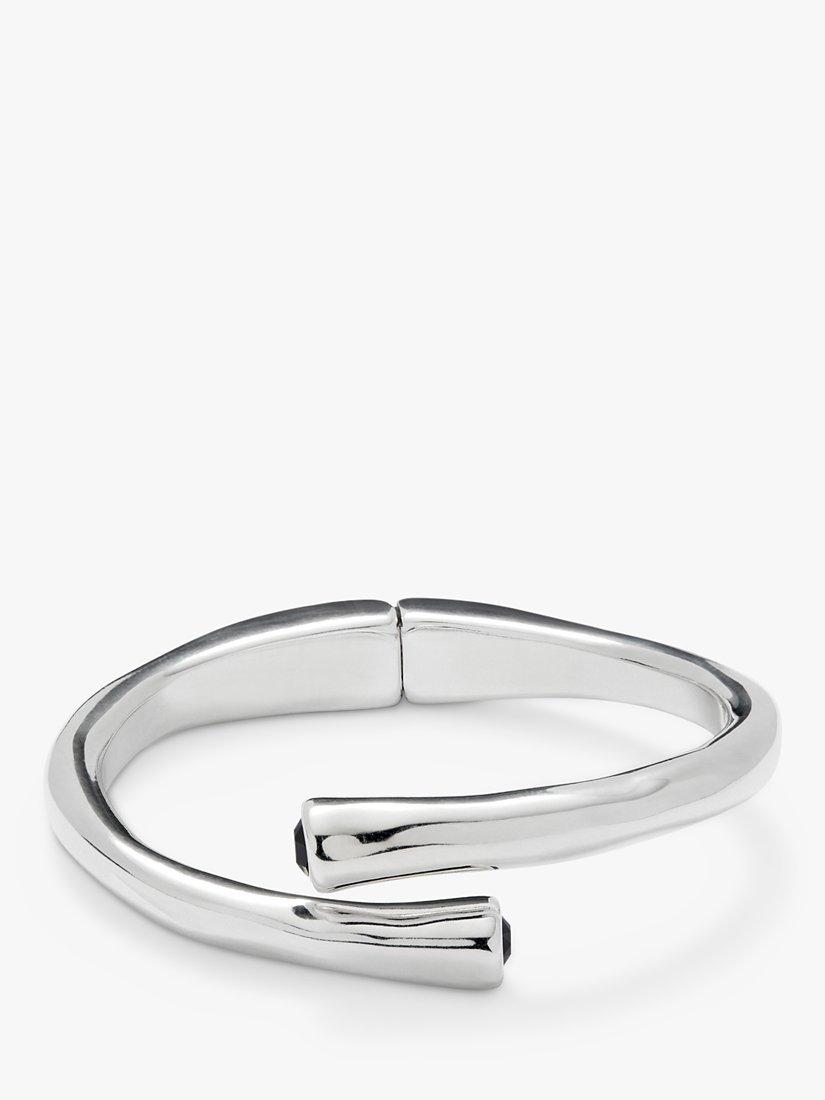 UNOde50 Men's Collection Black Crystal Cuff, Silver