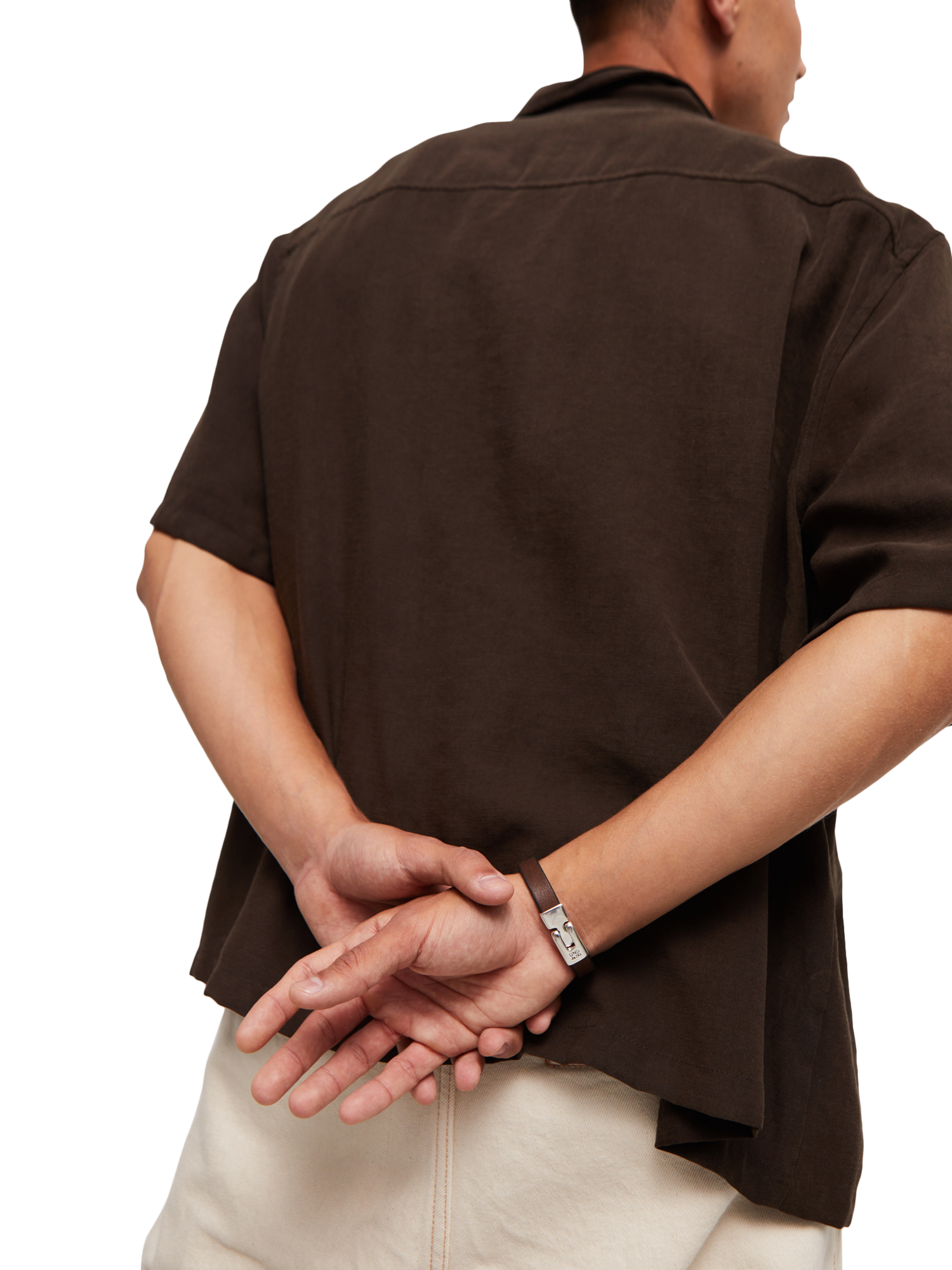 Product image 3 of 5, which shows UNOde50 Men's Collection Leather Bracelet, Brown/Silver