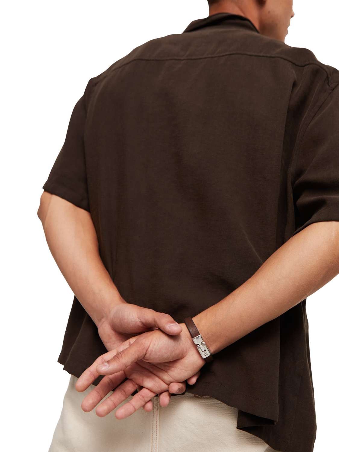 Product image 3 of 5, which shows UNOde50 Men's Collection Leather Bracelet, Brown/Silver