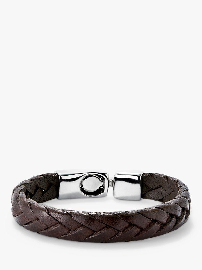 UNOde50 Men's Collection Braided Leather Bracelet, Brown