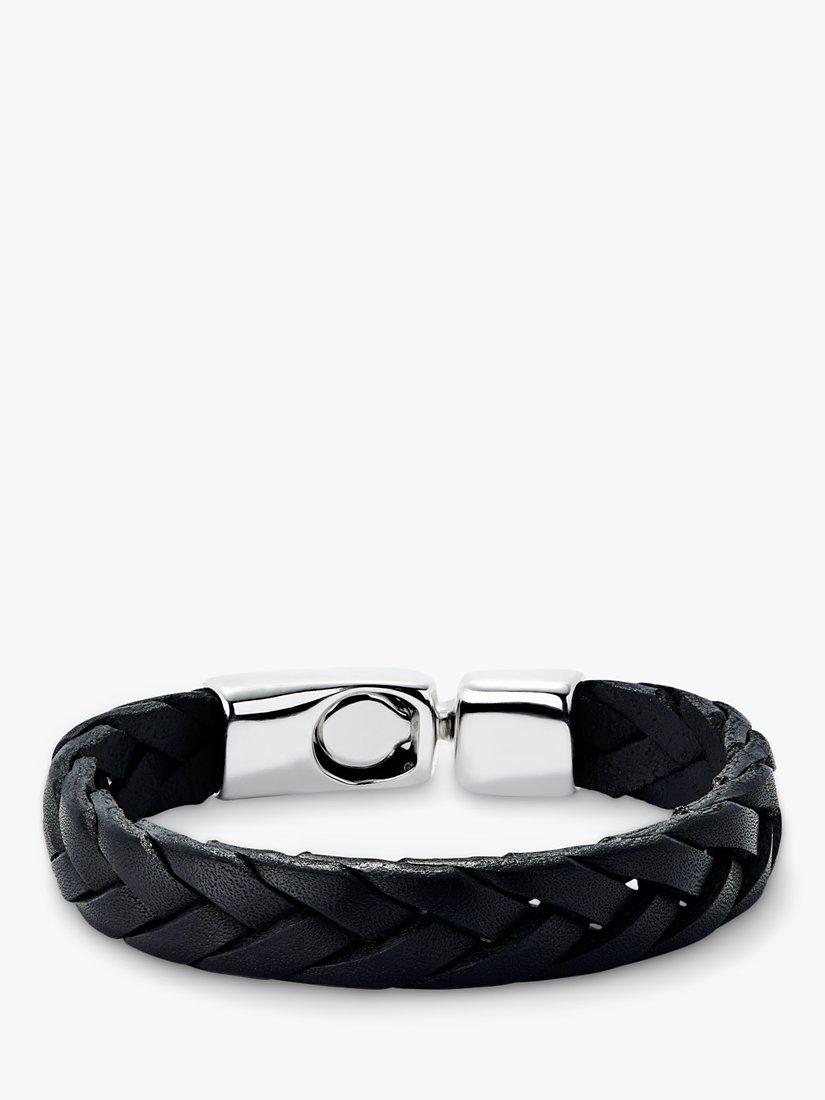 UNOde50 Men's Collection Braided Leather Bracelet, Black