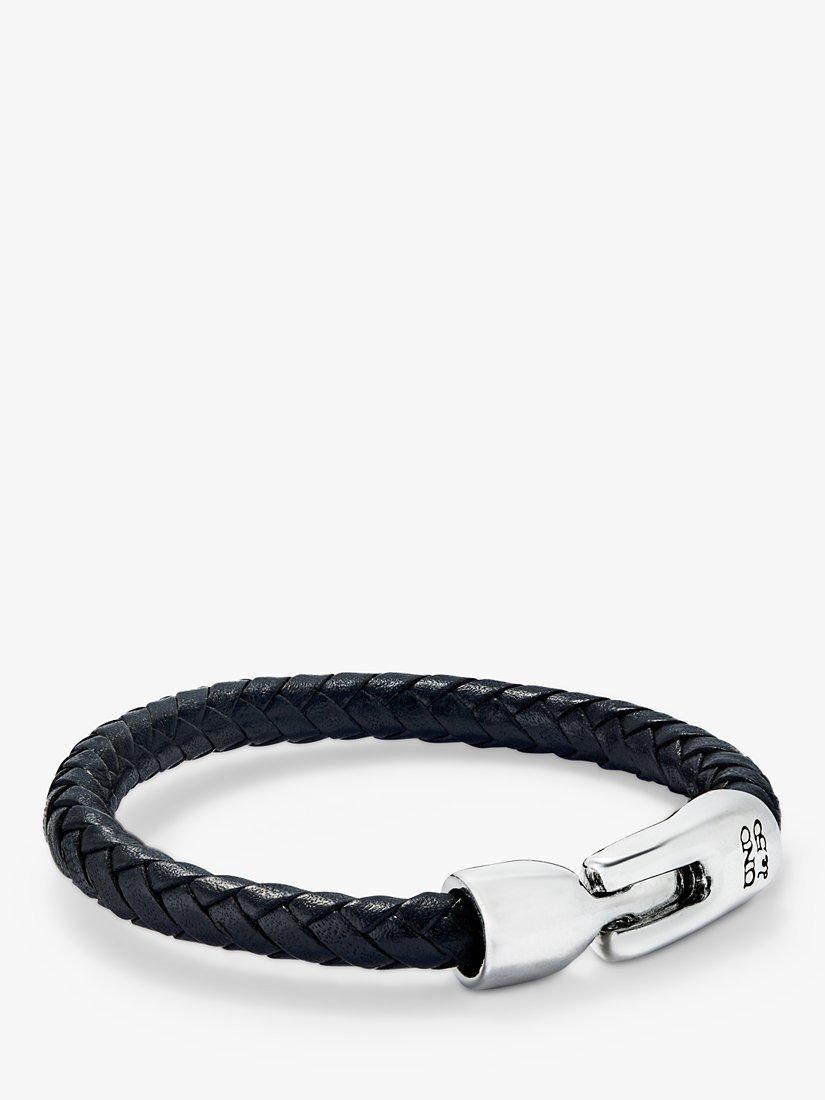 Product image 4 of 5, which shows UNOde50 Men's Collection Tube Braided Leather Bracelet, Black