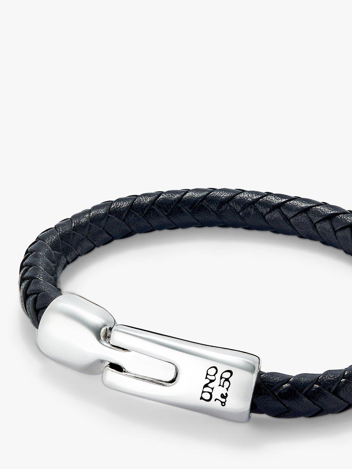 Product image 5 of 5, which shows UNOde50 Men's Collection Tube Braided Leather Bracelet, Black