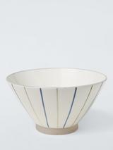 John Lewis Hand Painted Stripe Stoneware Ramen Bowl, 19cm, Blue/Multi