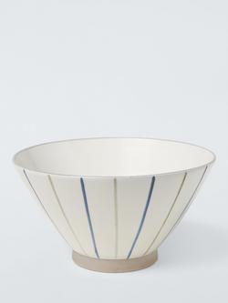 John Lewis Hand Painted Stripe Stoneware Ramen Bowl, 19cm, Blue/Multi, Multi Blue
