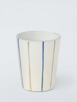 John Lewis Hand Painted Stripe Stoneware Cups, Set of 2, 236ml, Blue/Multi - view 2, Multi Blue