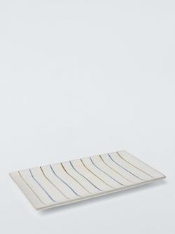 John Lewis Hand Painted Stripe Stoneware Platter, 23.3cm, Blue/Multi - view 2, Multi Blue