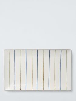 John Lewis Hand Painted Stripe Stoneware Platter, 23.3cm, Blue/Multi, Multi Blue