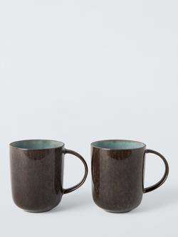 John Lewis Reactive Glaze Stoneware Mugs, 320ml, Set of 2, Green, Green