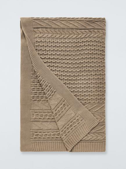 John Lewis Cable Knit Organic Cotton Throw, Natural