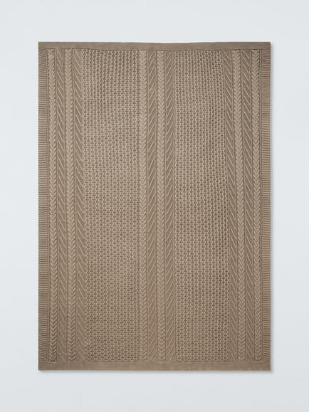 John Lewis Cable Knit Organic Cotton Throw - view 2, Natural