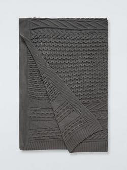 John Lewis Cable Knit Organic Cotton Throw, Graphite