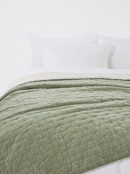 John Lewis Hidcote Cotton Velvet Quilt, Myrtle Green
