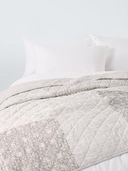 John Lewis Patchwork Quilted Cotton Bedspread, Natural, Natural