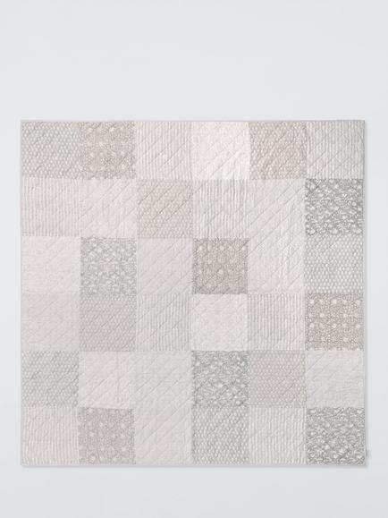 John Lewis Block Printed Cotton Patchwork Quilt, Natural - view 2, Natural