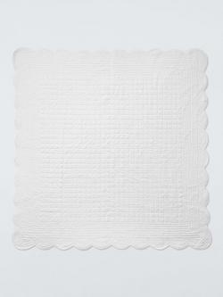 John Lewis Scallop Cotton Quilted Bedspread, White - view 2, White