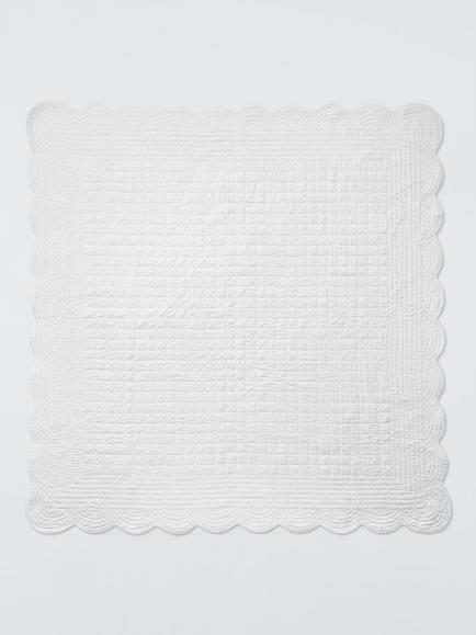 John Lewis Scallop Cotton Quilt, White - view 2, White