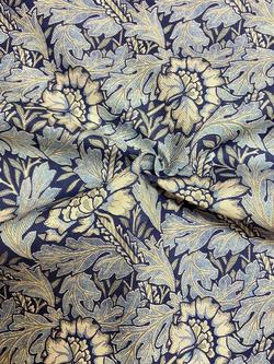Viscount Textiles Floral Motif Cotton Fabric, Blue, Blue