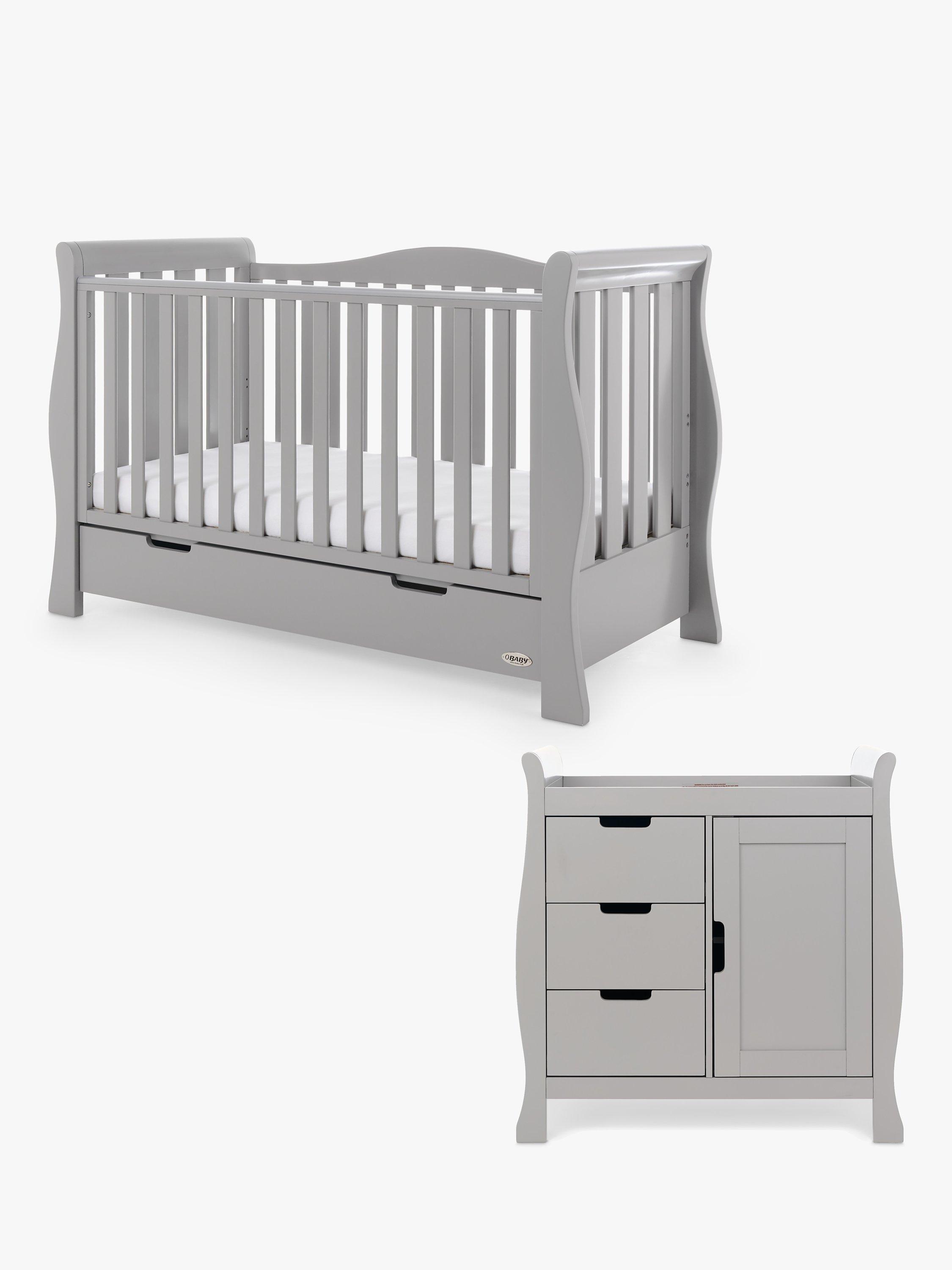 Obaby Stamford Luxe Cotbed & Closed Changing Unit, Warm Grey