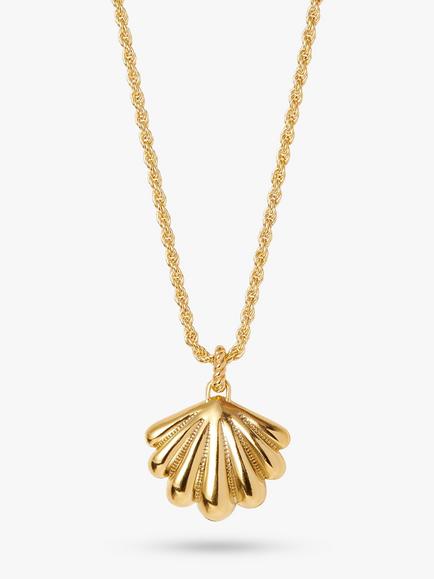 Edge of Ember Summer Laguna Shell Locket Necklace, Gold, Gold