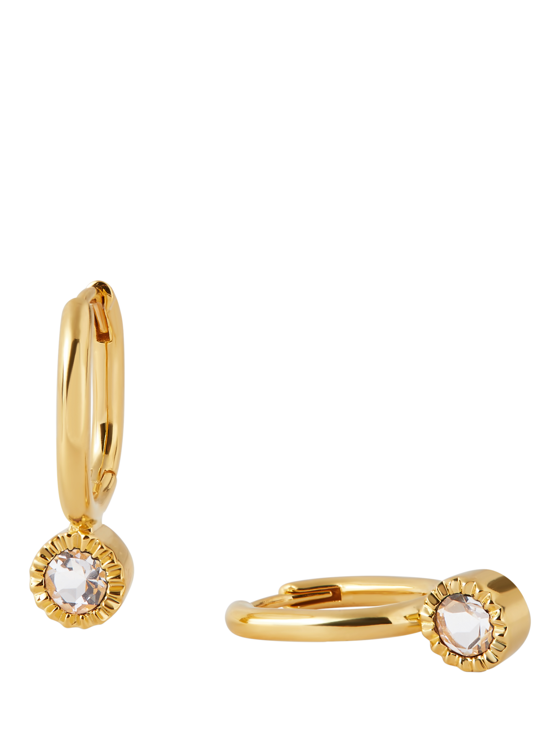 Product image 1 of 4, which shows Edge of Ember Elegant Birthstone Drop Earrings, Yellow Gold/White Topaz