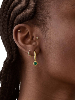 Edge of Ember Elegant Birthstone Drop Earrings, Yellow Gold/Garnet - view 2, Yellow Gold/Green Onyx