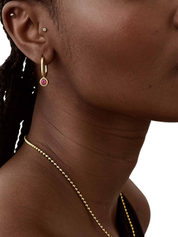 Edge of Ember Elegant Birthstone Drop Earrings, Yellow Gold/Garnet - view 2, Yellow Gold/Ruby