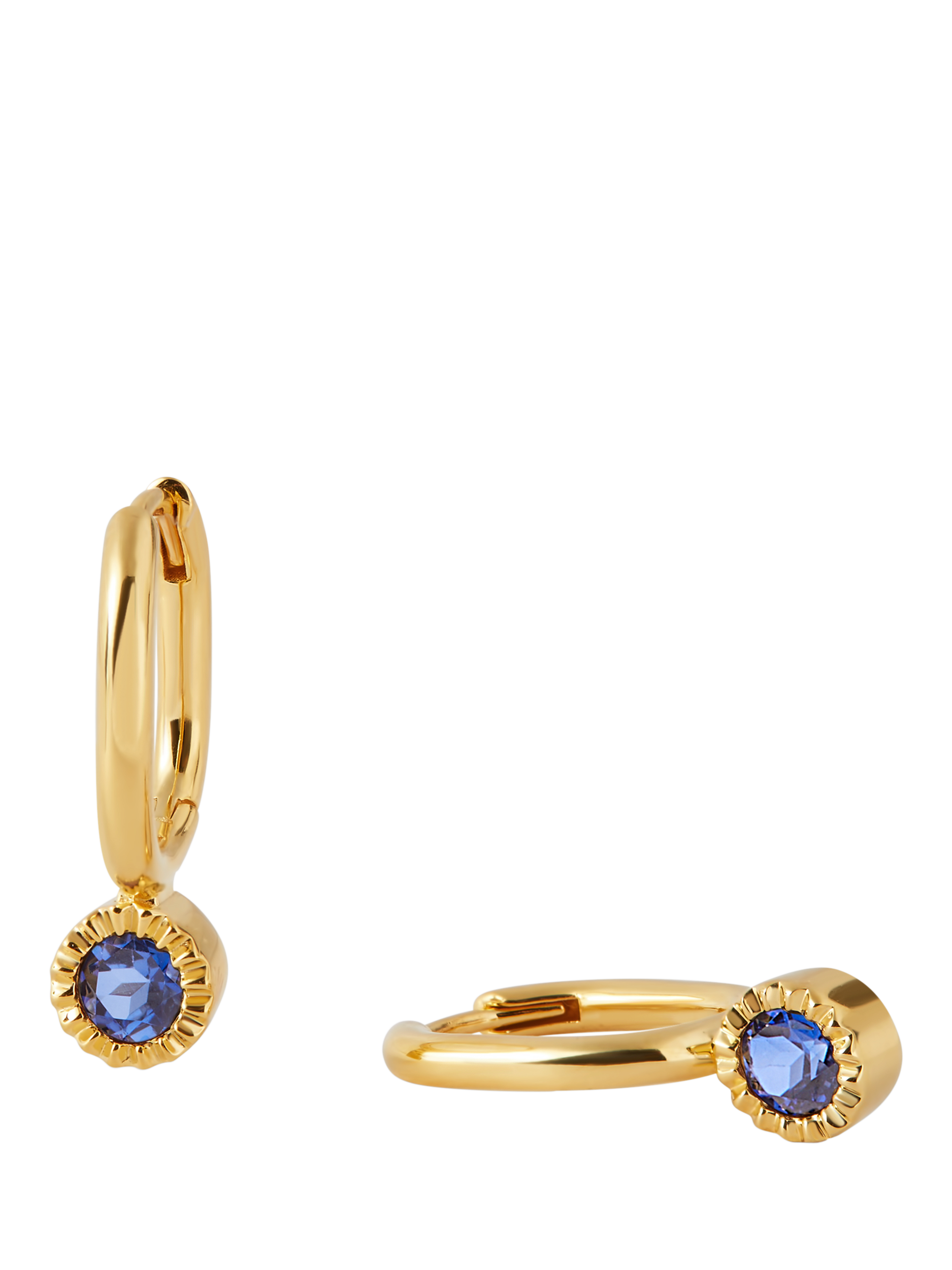 Product image 1 of 4, which shows Edge of Ember Elegant Birthstone Drop Earrings, Yellow Gold/Blue Sapphire
