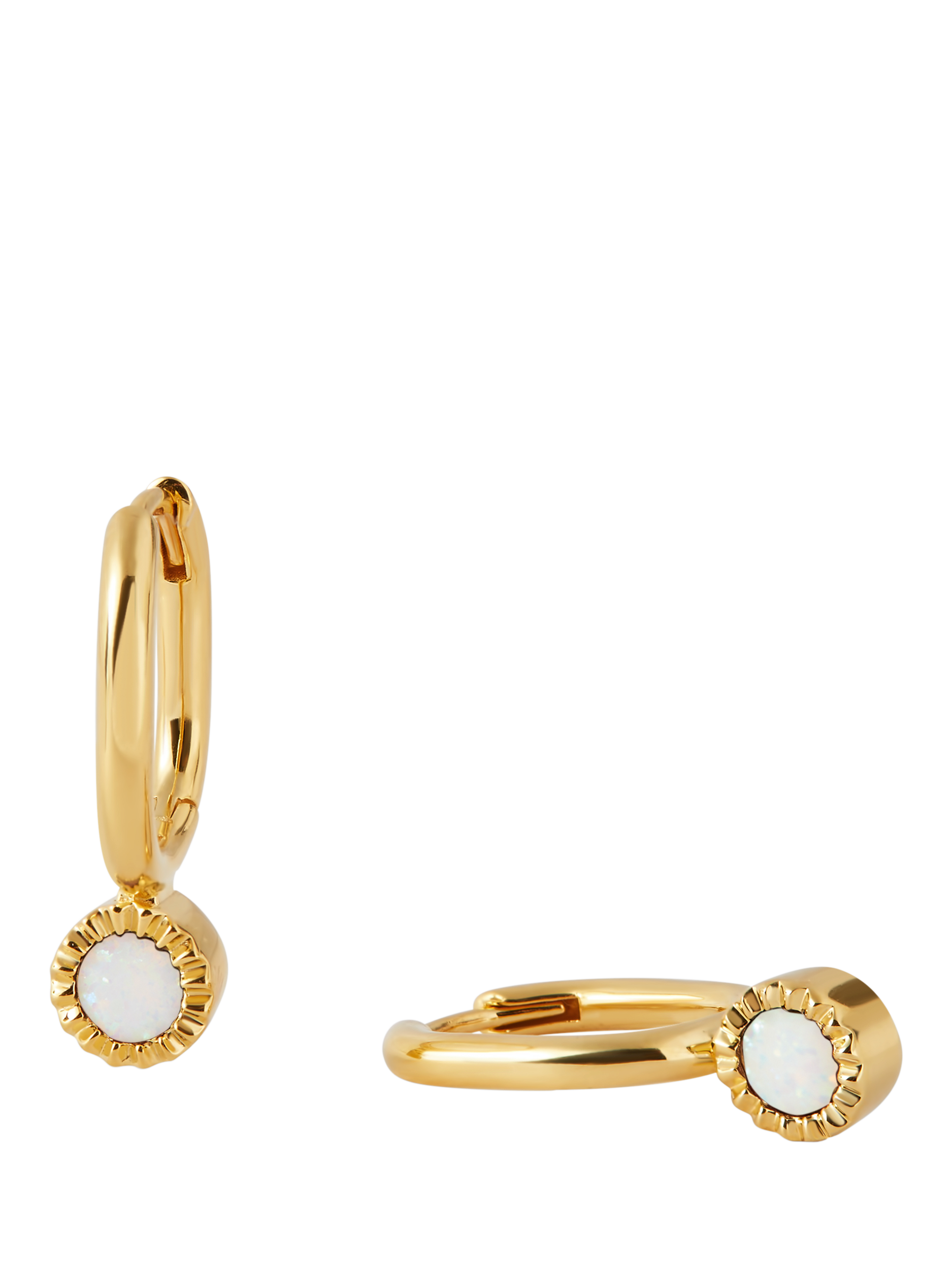 Product image 1 of 4, which shows Edge of Ember Elegant Birthstone Drop Earrings, Yellow Gold/Opal