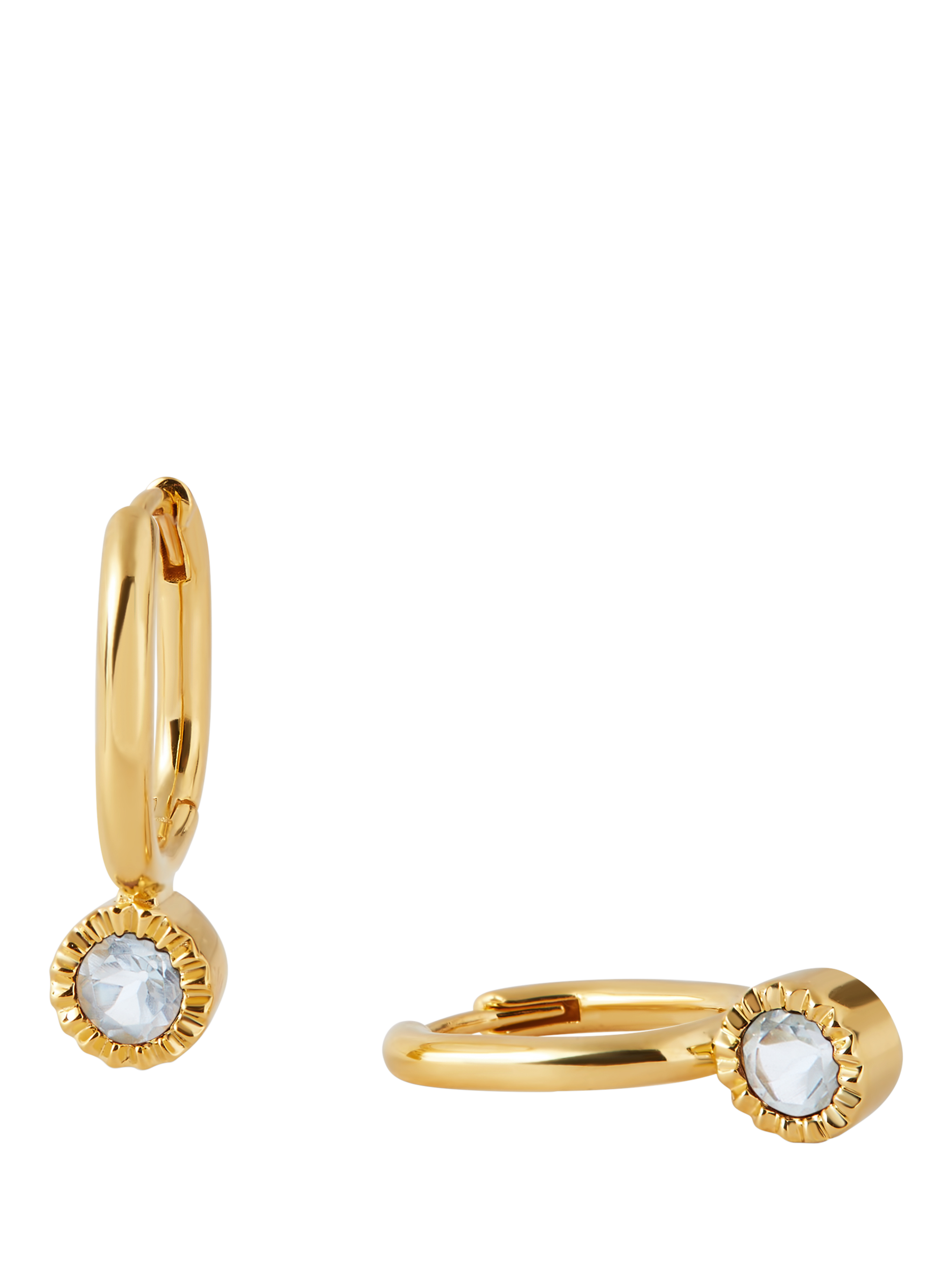 Product image 1 of 4, which shows Edge of Ember Elegant Gemstone Drop Earrings, Yellow Gold/Blue Topaz