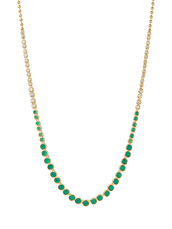 Edge of Ember Serena Tennis Onyx and White Sapphire Chain Necklace, Yellow Gold, Yellow Gold