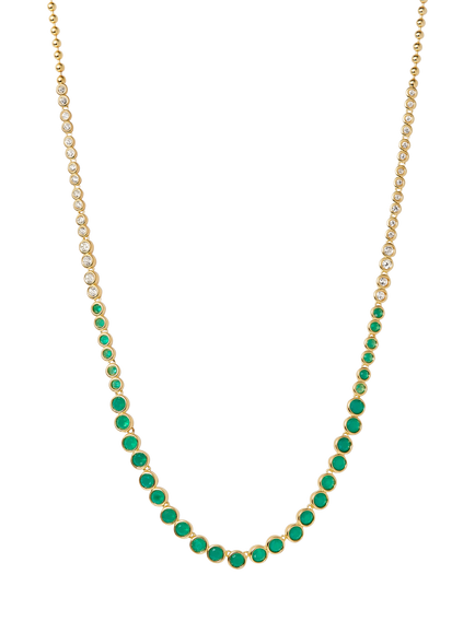 Edge of Ember Serena Tennis Onyx and White Sapphire Chain Necklace, Yellow Gold, Yellow Gold