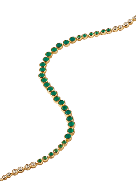 Edge of Ember Serena Tennis Onyx and White Sapphire Chain Necklace, Yellow Gold - view 2, Yellow Gold