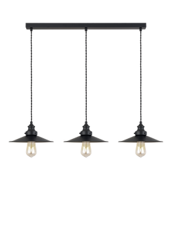 John Lewis Tobias 3 Light Over Diner Bar Ceiling Light, Black