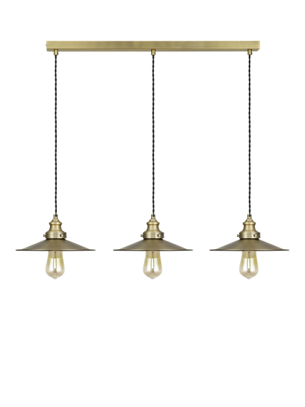 John Lewis Tobias 3 Light Over Diner Bar Ceiling Light, Brass