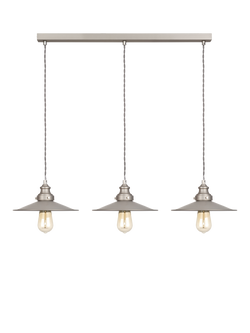 John Lewis Tobias 3 Light Over Diner Bar Ceiling Light, Silver