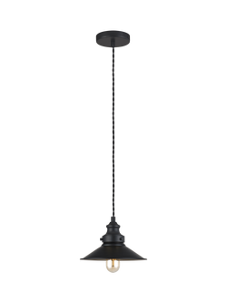 John Lewis Tobias Small Single Pendant Ceiling Light, Black