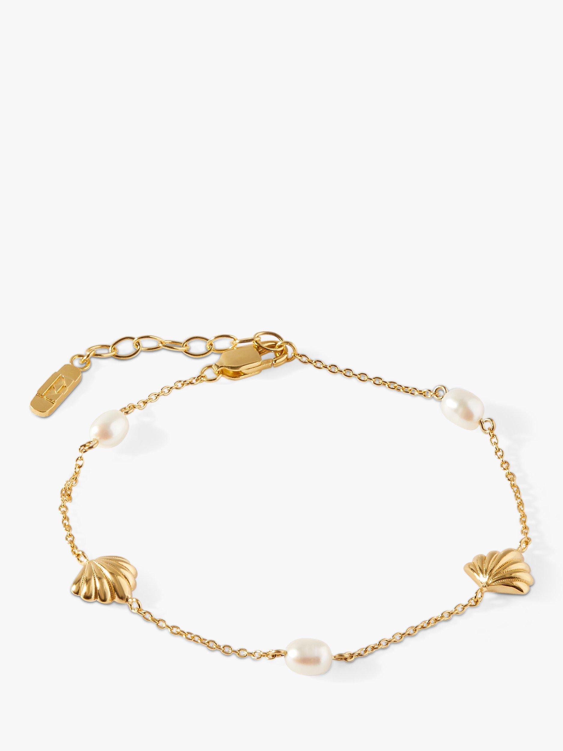 Product image 1 of 7, which shows Edge of Ember Pearl Charm Bracelet, Yellow Gold