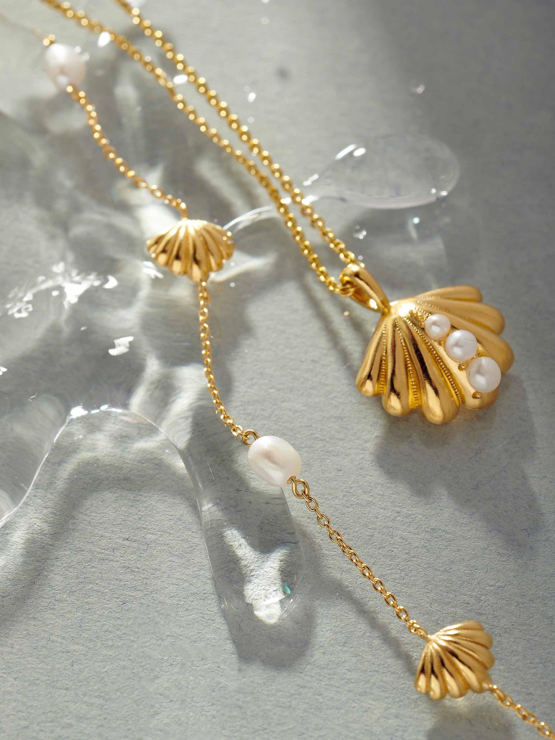 Product image 4 of 7, which shows Edge of Ember Pearl Charm Bracelet, Yellow Gold